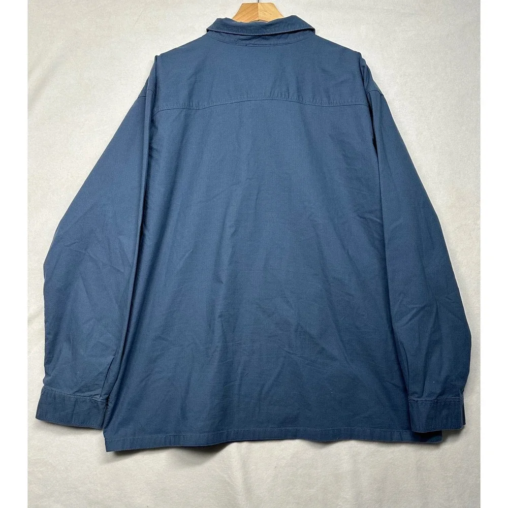Columbia Mens Lined Shirt Jacket Blue Snap‎ Front 2X Cotton Blend windbreaker